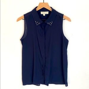 Olive & Oak Navy Sleeveless Top w stud detail, M